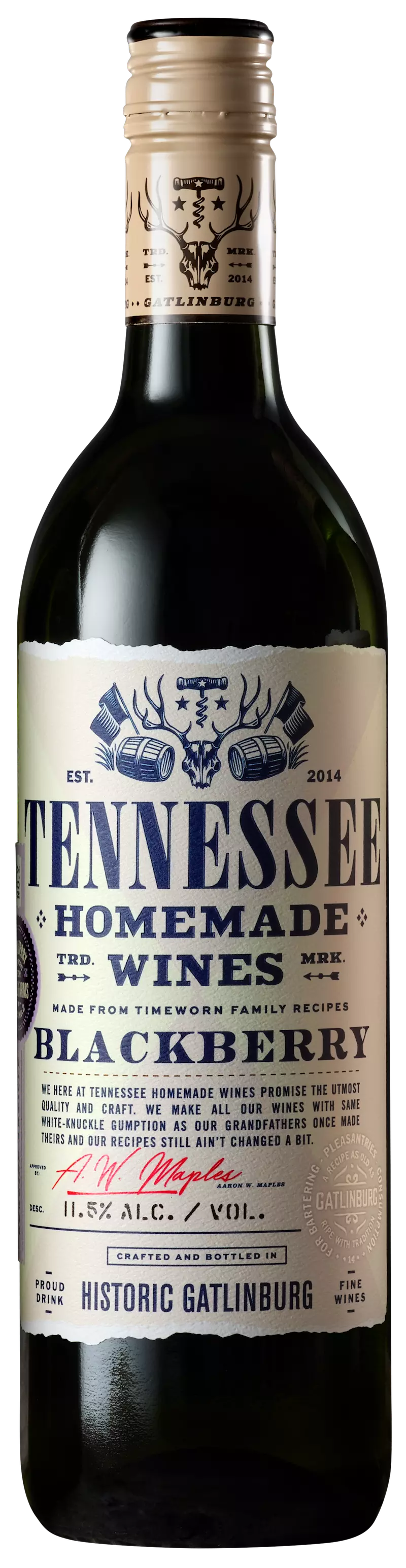 Tennessee Homemade Wines Blackberry bottle