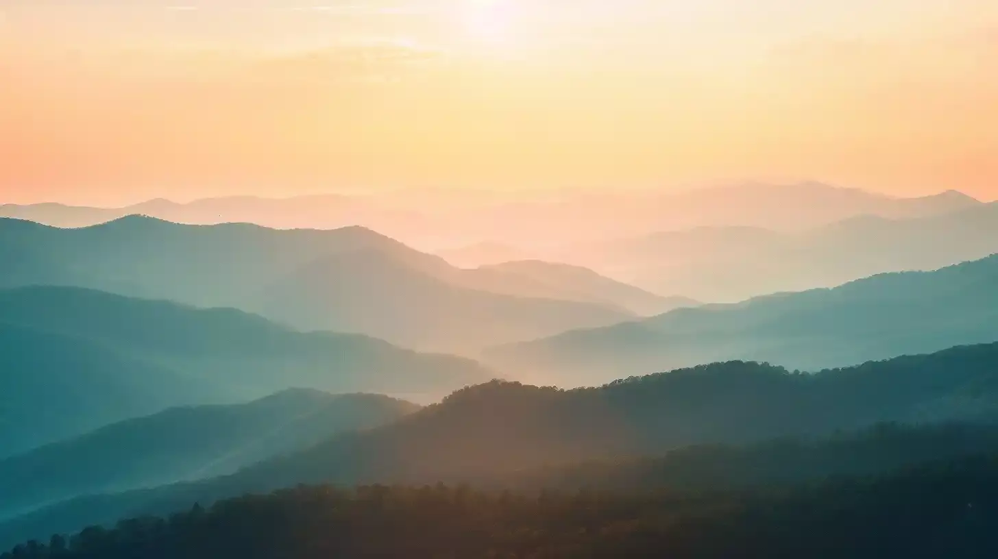 View of the Smoky Mountains in East Tennessee at sunrise.