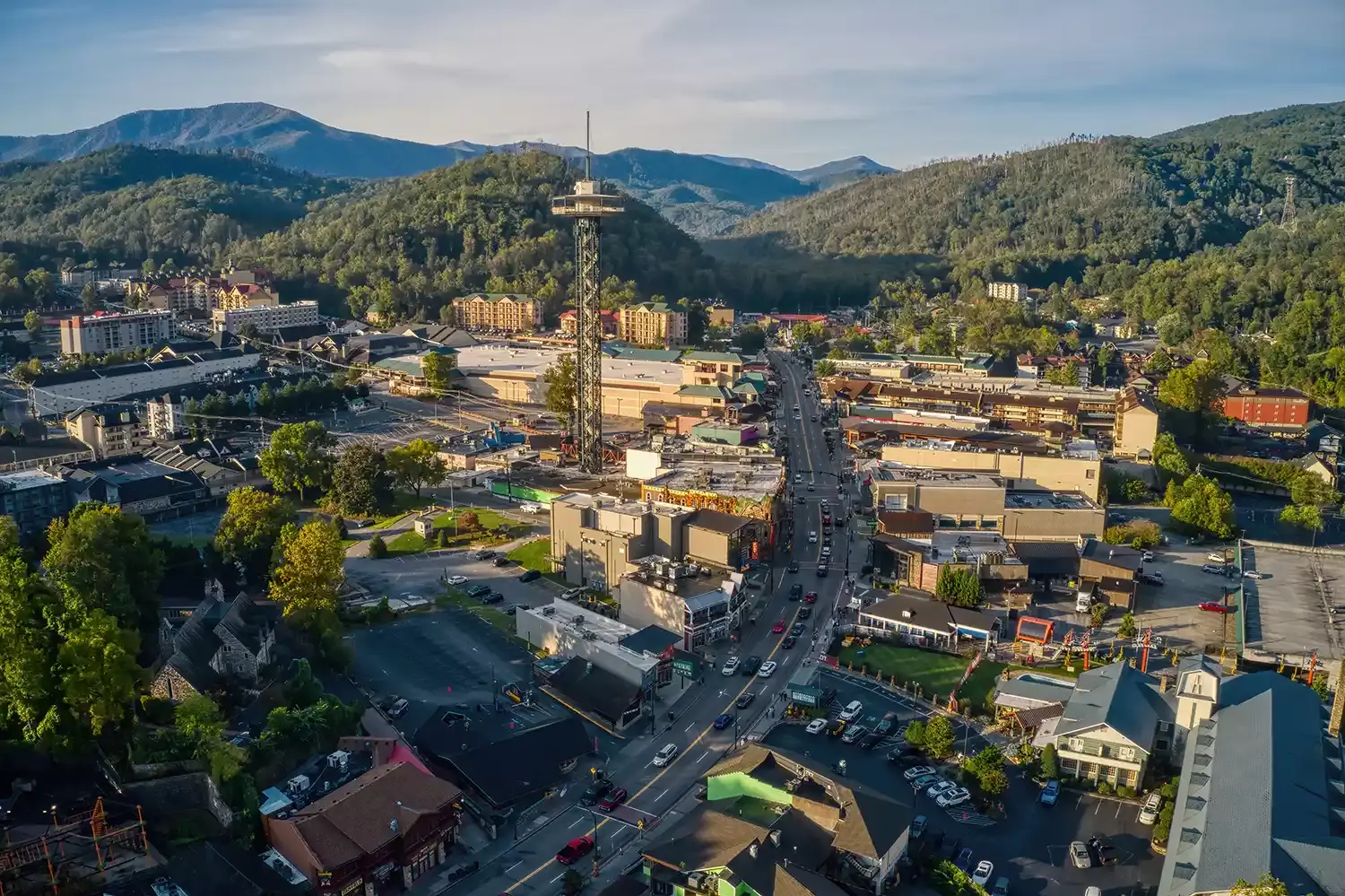 View of downtown Gatlinburg, Tennessee.