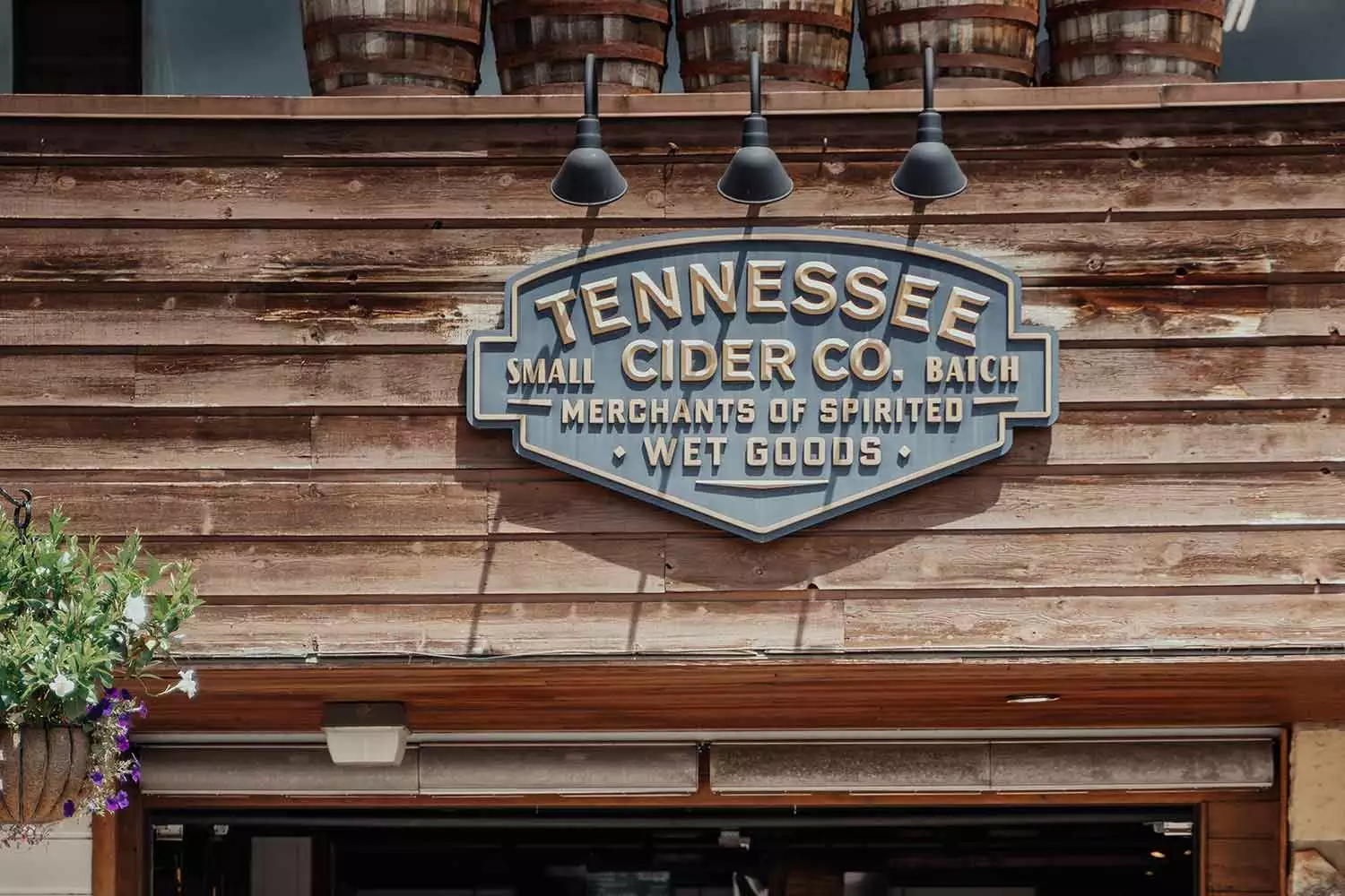 Tennessee Cider Co sign in downtown Gatlinburg, Tennessee.
