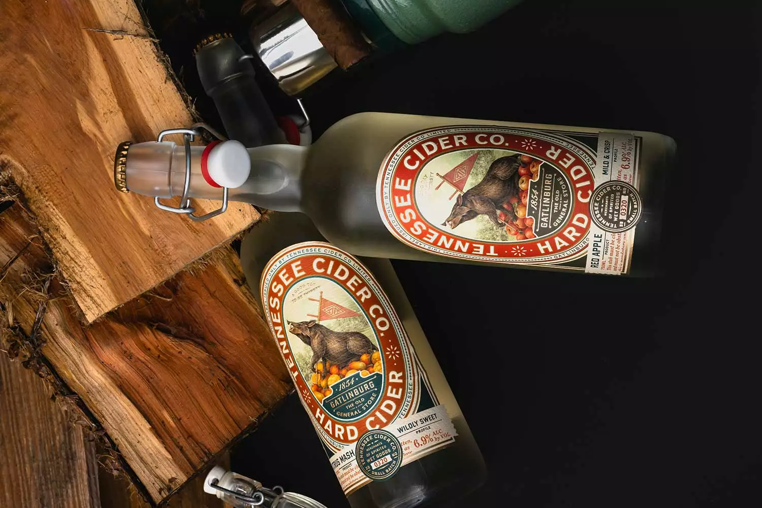 Tennessee Cider Company hard cider bottles.