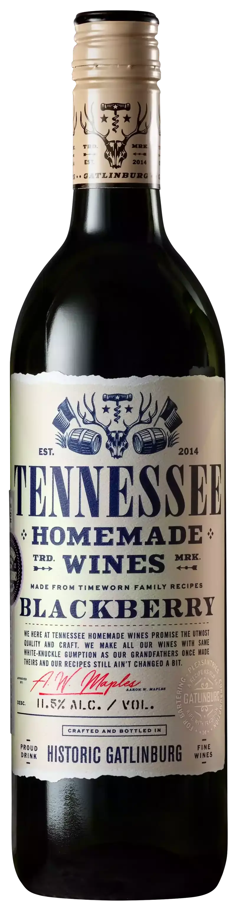 Tennessee Homemade Wines Blackberry bottle