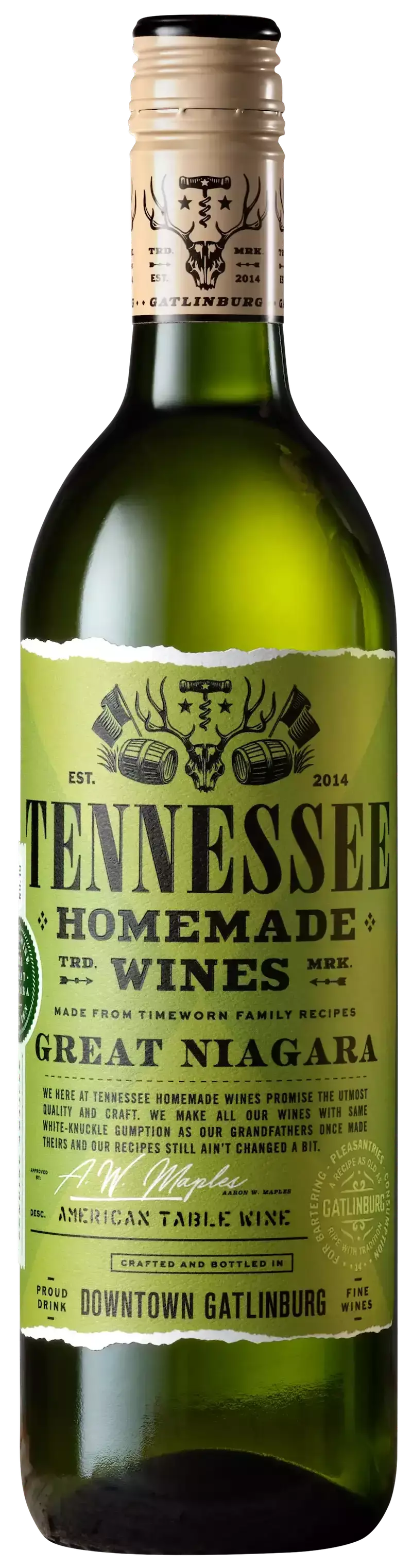 Tennessee Homemade Wines Great Niagara bottle
