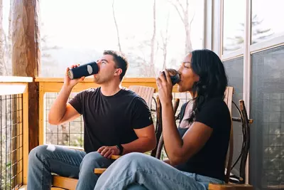 drinking tennessee wines at a cabin